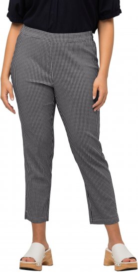 Ulla Popken Check Bengaline Slim Leg Sienna Fit Stretch Crop Pants Navy - Jeans & Byxor i Stora Storlekar – Plus Size - 