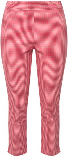 Ulla Popken Check Bengaline Slim Leg Sienna Fit Stretch Crop Pants Light Pink - Jeans & Byxor i Stora Storlekar – Plus Size - 