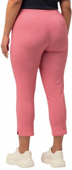 Ulla Popken Check Bengaline Slim Leg Sienna Fit Stretch Crop Pants Light Pink - Jeans & Byxor i Stora Storlekar – Plus Size - 