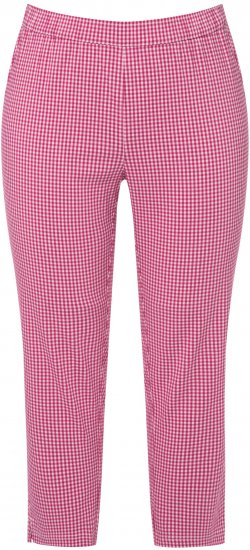 Ulla Popken Check Bengaline Slim Leg Sienna Fit Stretch Crop Pants Pale Lilac - Jeans & Byxor i Stora Storlekar – Plus Size - 