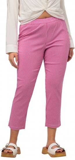 Ulla Popken Check Bengaline Slim Leg Sienna Fit Stretch Crop Pants Pale Lilac - Jeans & Byxor i Stora Storlekar – Plus Size - 