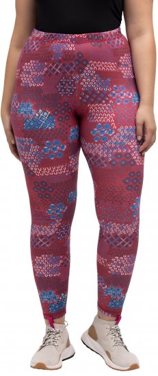 Ulla Popken Graphic Print Recycled Polyester Quick Dry Stretch Leggings Red - Jeans & Byxor i Stora Storlekar – Plus Size - 