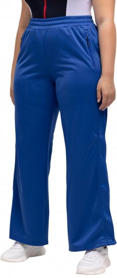 Ulla Popken Snap Placket Side Seam Wide Leg Recycled Polyester Knit Joggers Blue - Jeans & Byxor i Stora Storlekar – Plus Size - 