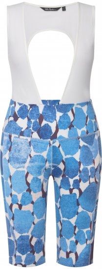 Ulla Popken Abstract Print Padded Cycling Shorts With Suspenders White - Jeans & Byxor i Stora Storlekar – Plus Size - 