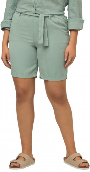 Ulla Popken Tie Belt Lyocell Shorts Moss Green - Jeans & Byxor i Stora Storlekar – Plus Size - 