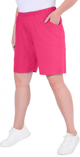 Ulla Popken Stretch Knit Bermuda Shorts Red - Jeans & Byxor i Stora Storlekar – Plus Size - 