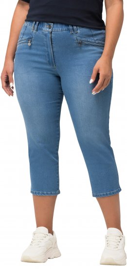 Ulla Popken Cropped Stretch Blend Mony Jeans Blue - Jeans & Byxor i Stora Storlekar – Plus Size - 