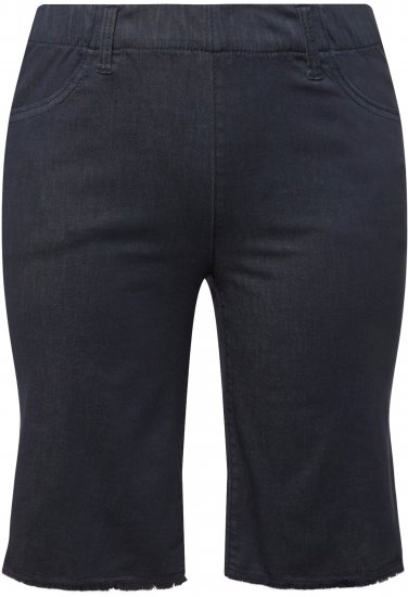 Ulla Popken Frayed Hemline Elastic Waistband Bermuda Shorts Navy - Jeans & Byxor i Stora Storlekar – Plus Size - 