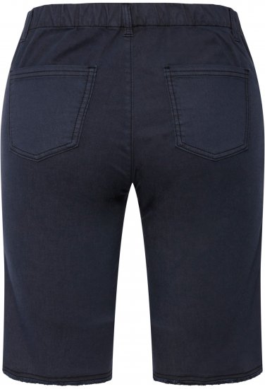 Ulla Popken Frayed Hemline Elastic Waistband Bermuda Shorts Navy - Jeans & Byxor i Stora Storlekar – Plus Size - 
