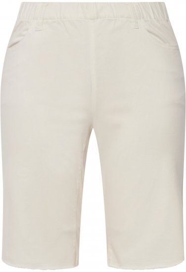 Ulla Popken Frayed Hemline Elastic Waistband Bermuda Shorts White - Jeans & Byxor i Stora Storlekar – Plus Size - 