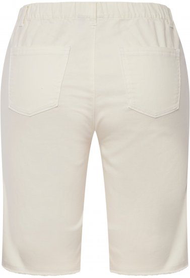Ulla Popken Frayed Hemline Elastic Waistband Bermuda Shorts White - Jeans & Byxor i Stora Storlekar – Plus Size - 
