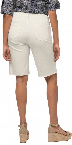Ulla Popken Frayed Hemline Elastic Waistband Bermuda Shorts White - Jeans & Byxor i Stora Storlekar – Plus Size - 