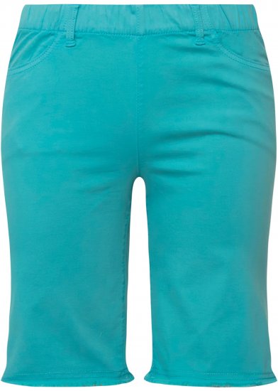 Ulla Popken Frayed Hemline Elastic Waistband Bermuda Shorts Bright Turquoise - Jeans & Byxor i Stora Storlekar – Plus Size - 