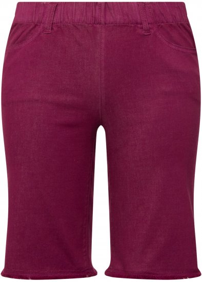 Ulla Popken Frayed Hemline Elastic Waistband Bermuda Shorts Magnolia Red - Ulla Popken - 