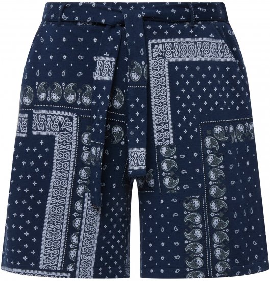 Ulla Popken Paisley Pull On Shorts Blue - Jeans & Byxor i Stora Storlekar – Plus Size - 