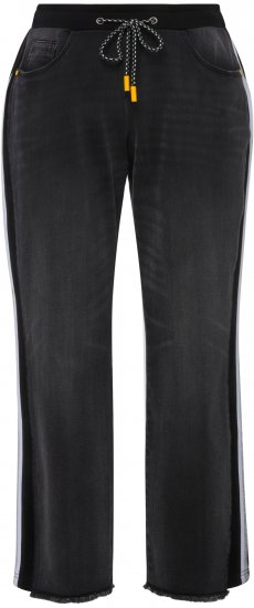 Ulla Popken Side Stripe Stretch Fit Boyfriend Jeans Black - Jeans & Byxor i Stora Storlekar – Plus Size - 