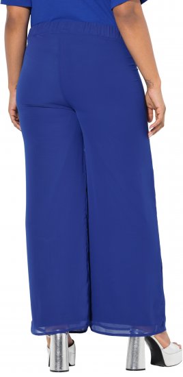Ulla Popken Layered Chiffon Wide Leg Pants Blue - Jeans & Byxor i Stora Storlekar – Plus Size - 