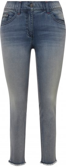 Ulla Popken Fringed Hem Stretch Fit Jeans Blue Denim - Jeans & Byxor i Stora Storlekar – Plus Size - 