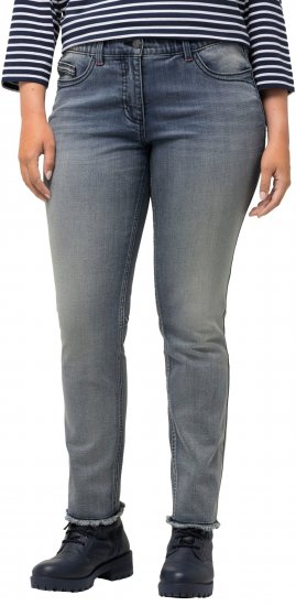 Ulla Popken Fringed Hem Stretch Fit Jeans Blue Denim - Jeans & Byxor i Stora Storlekar – Plus Size - 