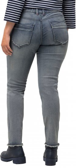 Ulla Popken Fringed Hem Stretch Fit Jeans Blue Denim - Jeans & Byxor i Stora Storlekar – Plus Size - 