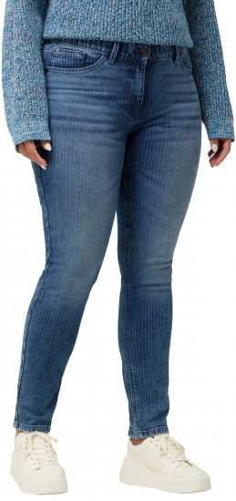 Ulla Popken Textured Stripe Sarah Slim Fit Jeans Blue - Jeans & Byxor i Stora Storlekar – Plus Size - 