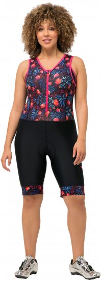 Ulla Popken Functional Padded Zip Front Cycling Leotard Black - Jeans & Byxor i Stora Storlekar – Plus Size - 