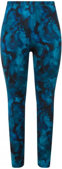 Ulla Popken Ink Print Functional Ski Leggings Blue - Jeans & Byxor i Stora Storlekar – Plus Size - 