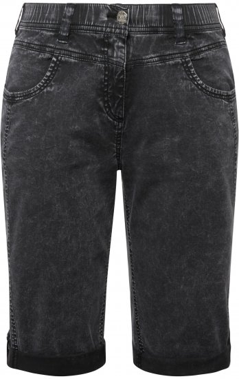 Ulla Popken Denim Acid Wash Bermuda Shorts Black - Jeans & Byxor i Stora Storlekar – Plus Size - 