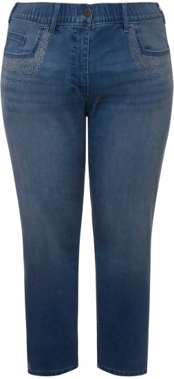Ulla Popken Rhinestone Detail Stretch Fit Skinny Jeans Blue Denim - Jeans & Byxor i Stora Storlekar – Plus Size - 