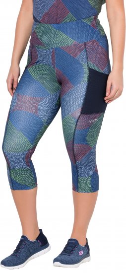 Ulla Popken Quick Dry Cropped Geometric Print Leggings Grey - Jeans & Byxor i Stora Storlekar – Plus Size - 