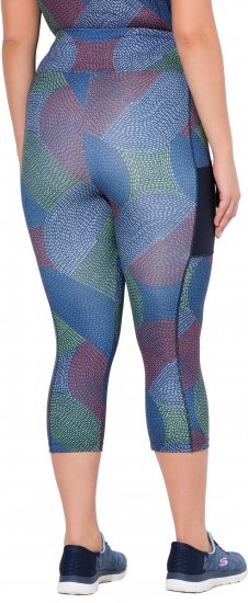 Ulla Popken Quick Dry Cropped Geometric Print Leggings Grey - Jeans & Byxor i Stora Storlekar – Plus Size - 