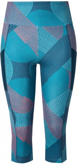 Ulla Popken Quick Dry Cropped Geometric Print Leggings Blue - Jackor - 