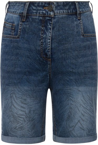 Ulla Popken Palm Print Denim Bermuda Shorts Blue Denim - Jeans & Byxor i Stora Storlekar – Plus Size - 