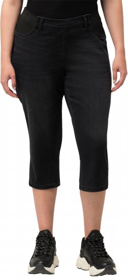 Ulla Popken Sienna Stretch Denim Capris Black - Jeans & Byxor i Stora Storlekar – Plus Size - 