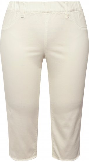 Ulla Popken Stretch Fit Raw Hem Capris Snow White - Jeans & Byxor i Stora Storlekar – Plus Size - 