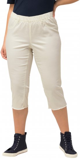 Ulla Popken Stretch Fit Raw Hem Capris Snow White - Jeans & Byxor i Stora Storlekar – Plus Size - 