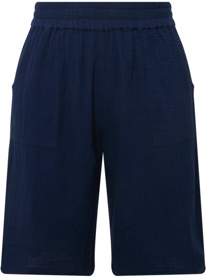 Ulla Popken Muslin Elastic Waist Wide Leg Shorts Blue - Jeans & Byxor i Stora Storlekar – Plus Size - 