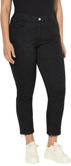 Ulla Popken Animal Print Stretch Fit Jeans Black - Jeans & Byxor i Stora Storlekar – Plus Size - 