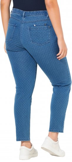 Ulla Popken Polka Dot Stretch Fit Jeans Blue Denim - Jeans & Byxor i Stora Storlekar – Plus Size - 
