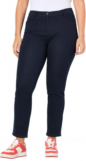 Ulla Popken Polka Dot Stretch Fit Jeans Denim Blue - Jeans & Byxor i Stora Storlekar – Plus Size - 