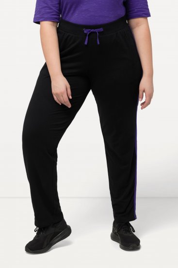 Ulla Popken Striped Elastic Waist Sweatpants Black - Jeans & Byxor i Stora Storlekar – Plus Size - 