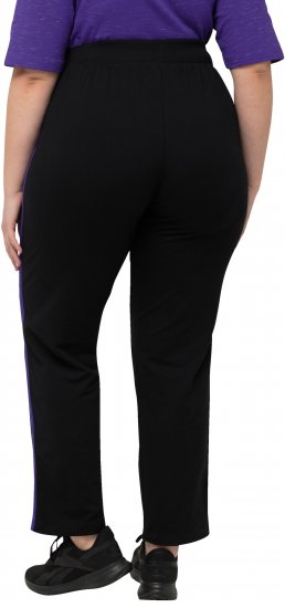 Ulla Popken Striped Elastic Waist Sweatpants Black - Jeans & Byxor i Stora Storlekar – Plus Size - 