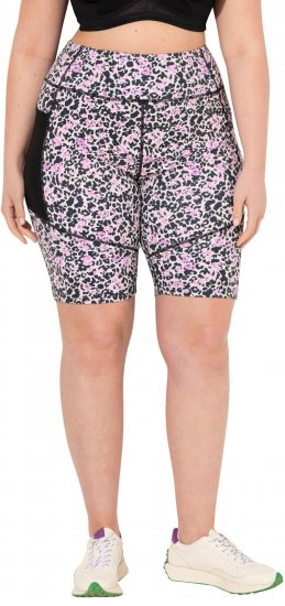 Ulla Popken Leopard Print Quick Drying Shorts Black - Jeans & Byxor i Stora Storlekar – Plus Size - 