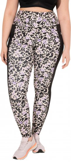 Ulla Popken Leopard Print Quick Drying Leggings Black - Jeans & Byxor i Stora Storlekar – Plus Size - 