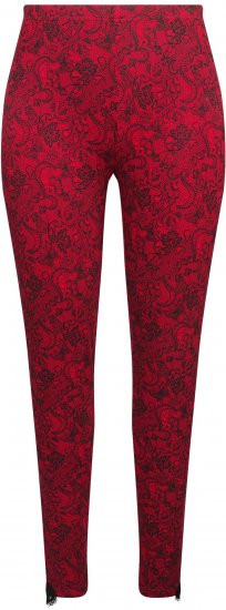 Ulla Popken Lace Print Leggings Red - Jeans & Byxor i Stora Storlekar – Plus Size - 