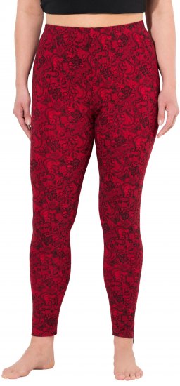Ulla Popken Lace Print Leggings Red - Jeans & Byxor i Stora Storlekar – Plus Size - 