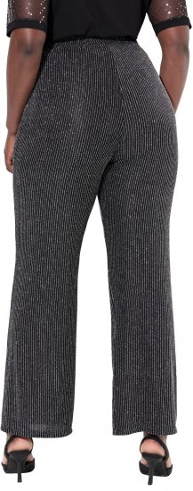 Ulla Popken Sparkling Pinstripe Elastic Waist Pants Black - Jeans & Byxor i Stora Storlekar – Plus Size - 