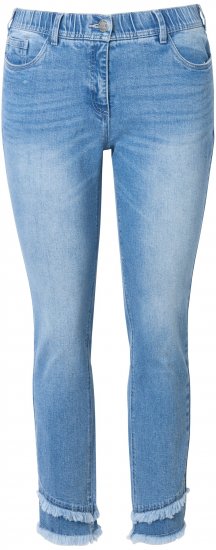 Ulla Popken Double Fringe Hem Stretch Fit Jeans Light Blue Denim - Jeans & Byxor i Stora Storlekar – Plus Size - 