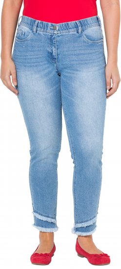 Ulla Popken Double Fringe Hem Stretch Fit Jeans Light Blue Denim - Jeans & Byxor i Stora Storlekar – Plus Size - 