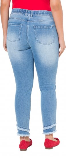 Ulla Popken Double Fringe Hem Stretch Fit Jeans Light Blue Denim - Jeans & Byxor i Stora Storlekar – Plus Size - 